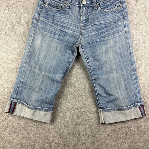 Vintage Vigoss Capri Jeans Womens 30 Light Wash Cuffed Everyday Stretch Denim - Picture 4 of 14